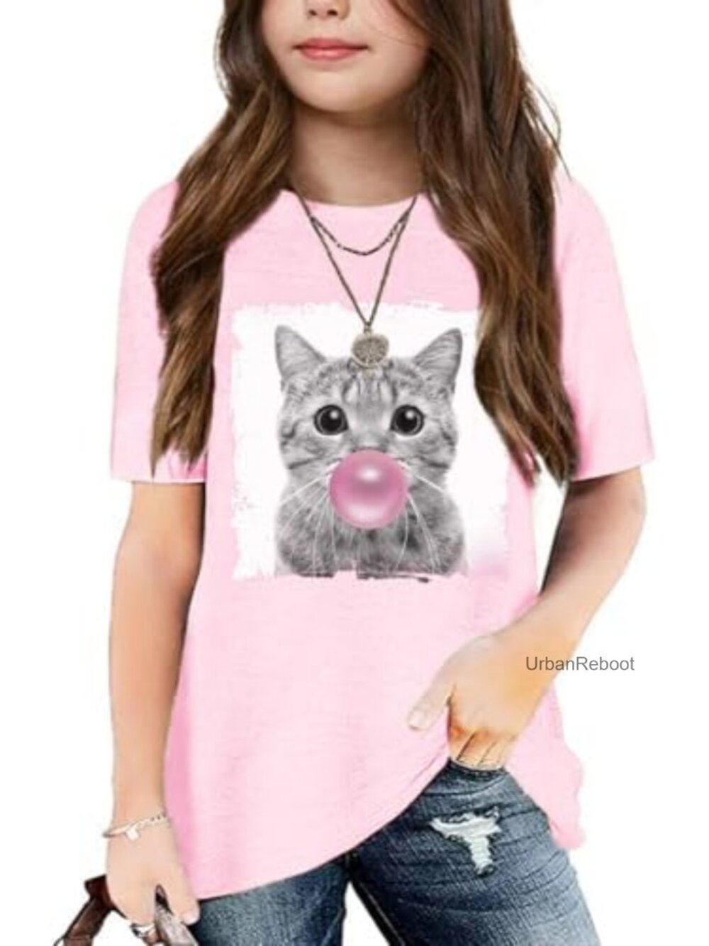 Girls Crewneck Short Sleeve Graphic Tee Cotton Polyester 5-14Y